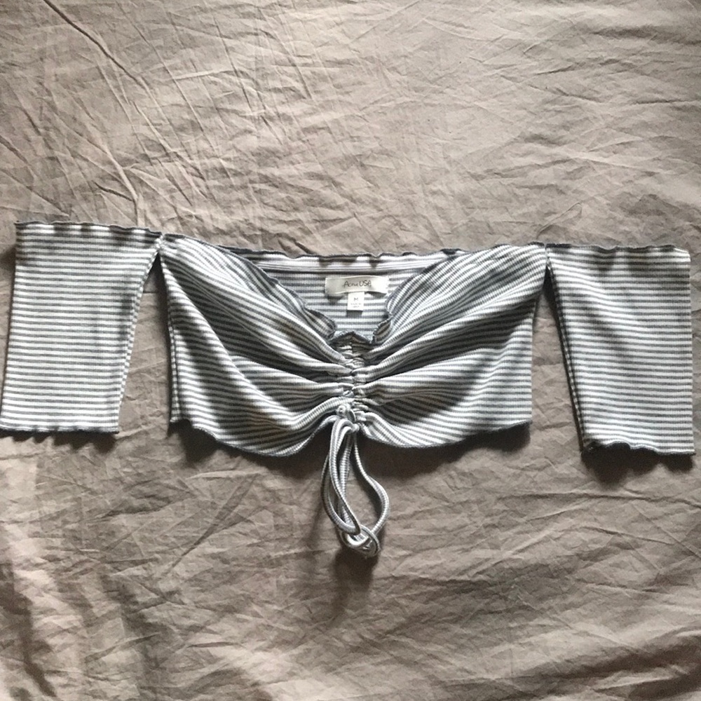 A Gray Striped Summery crop top